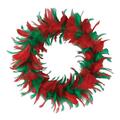 Goldengifts 8 in. Feather Wreath - Red and Green, 6PK GO48558